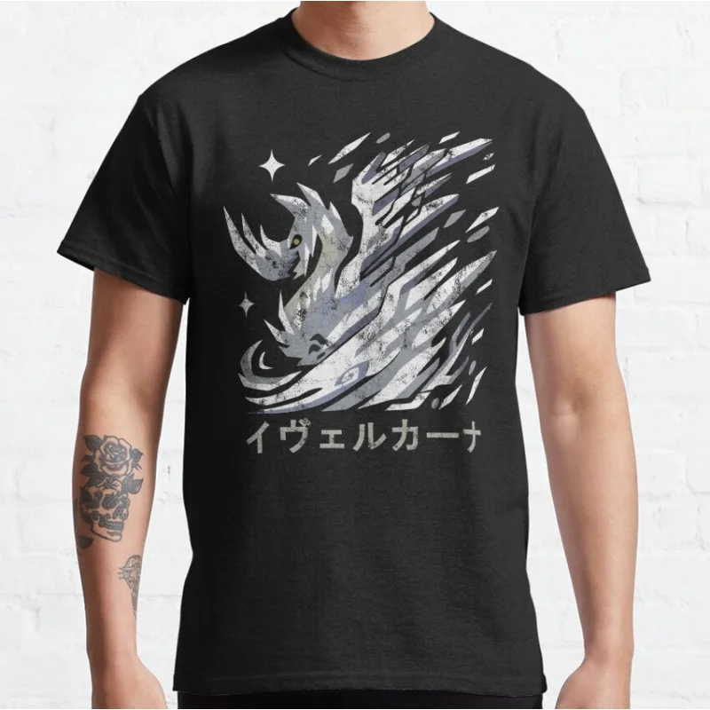 

Monster Hunter World Iceborne Velkhana gift t shirt Cartoon Videogame MHW Graphic tee 100% cotton Y2K Clothes All size tops