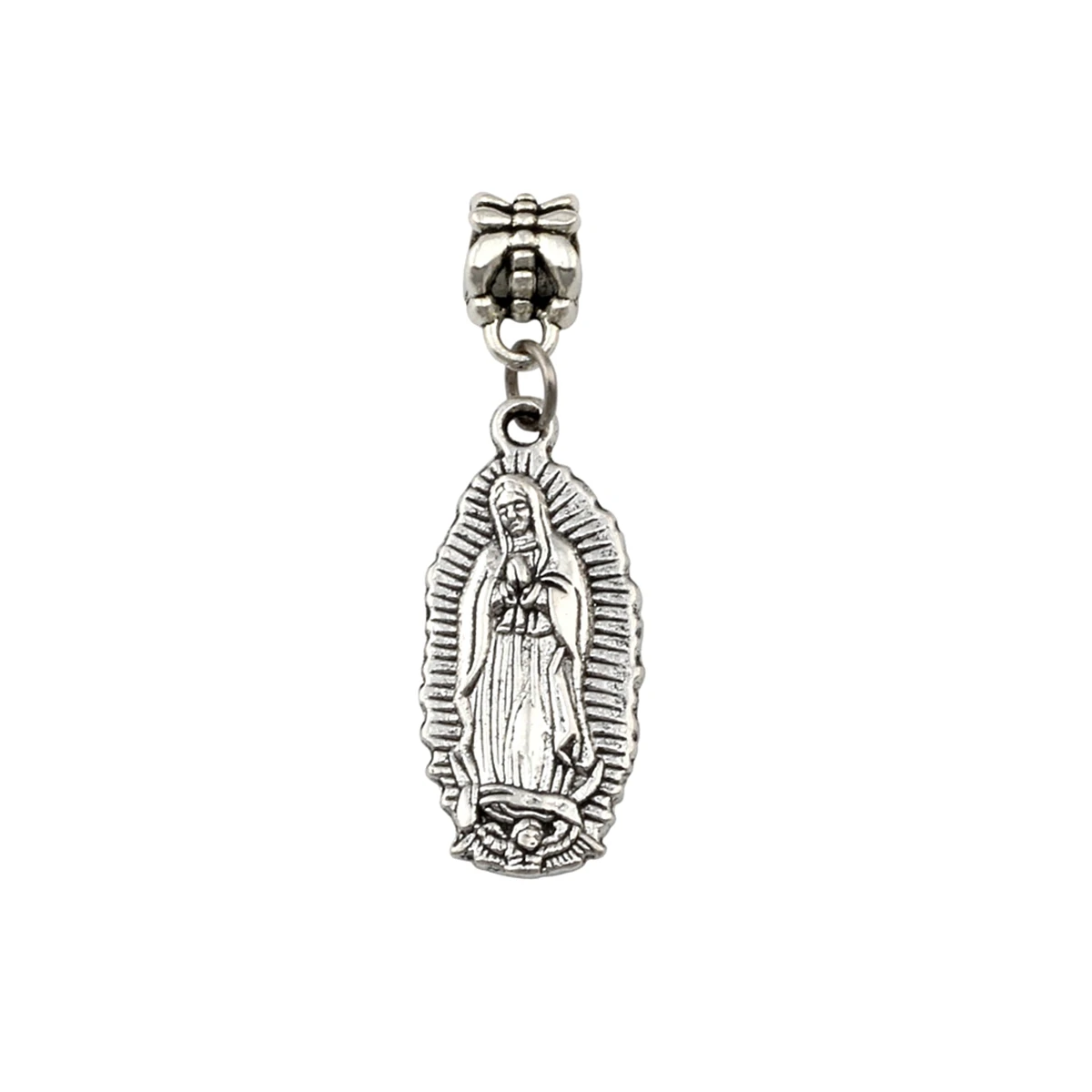 

50Pcs Tibetan Silver Alloy Virgin Mary Charm Pendants For Jewelry Making Findings 12.5x31mm A-379a