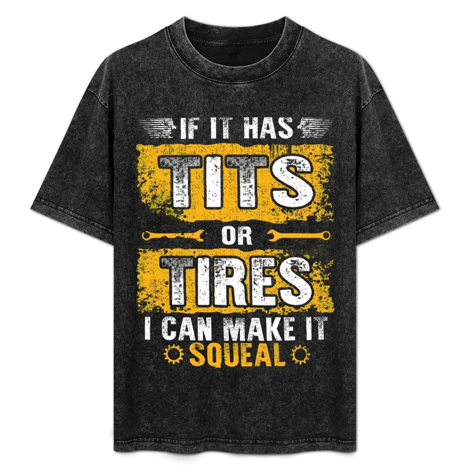 

Mechanic funny tee T-Shirt Simple Solid Color Crew Neck Tee