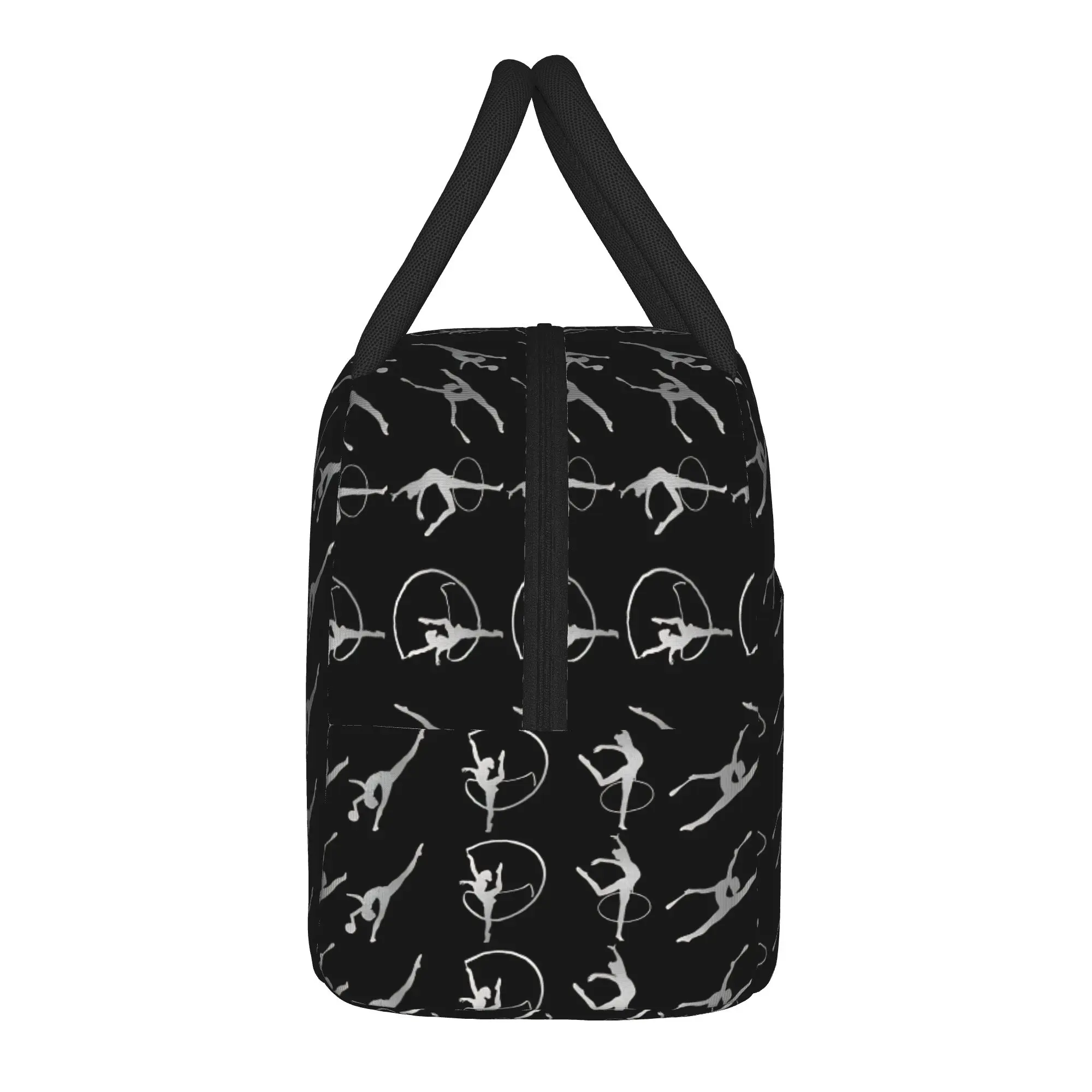Rhythmic Gymnastics Line Silver Lunch Bag  Office Lunch Box For Men Casual Thermal Tote Handbags Oxford Zipper Cooler Bag