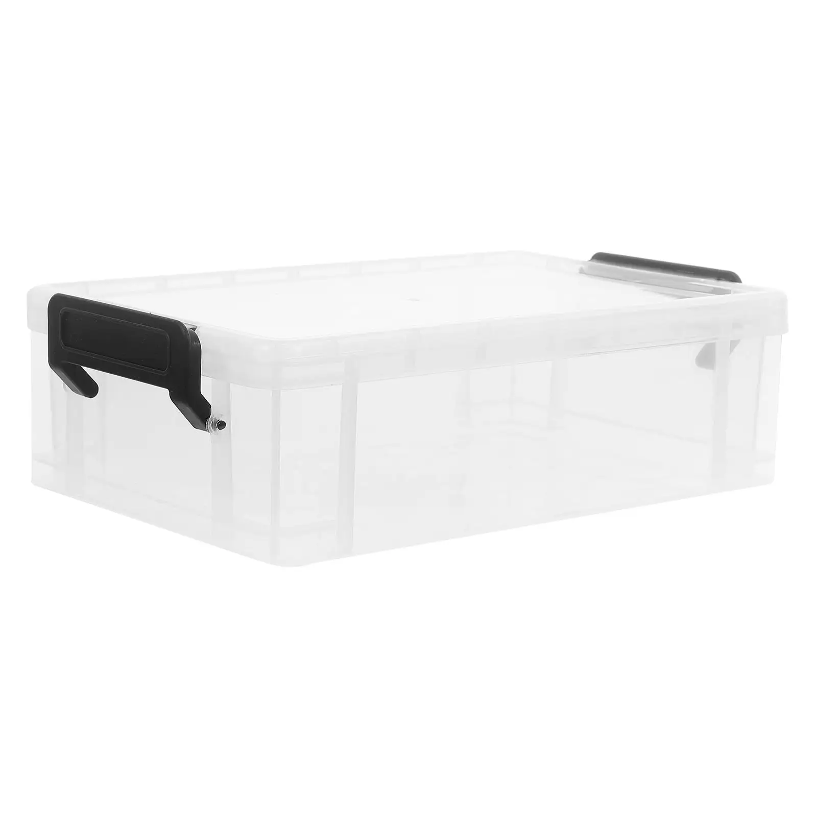 

Transparent PP Pencil Box with Lid Clear Storage Case for Pens Crayons Markers Stackable Design Material Small Bins