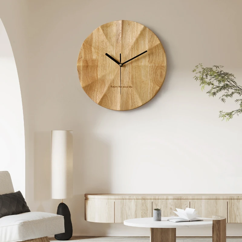 

Solid wood Japanese-style living room wall clock creative home hanging clock Modern Nordic fashion watches simple wall clock