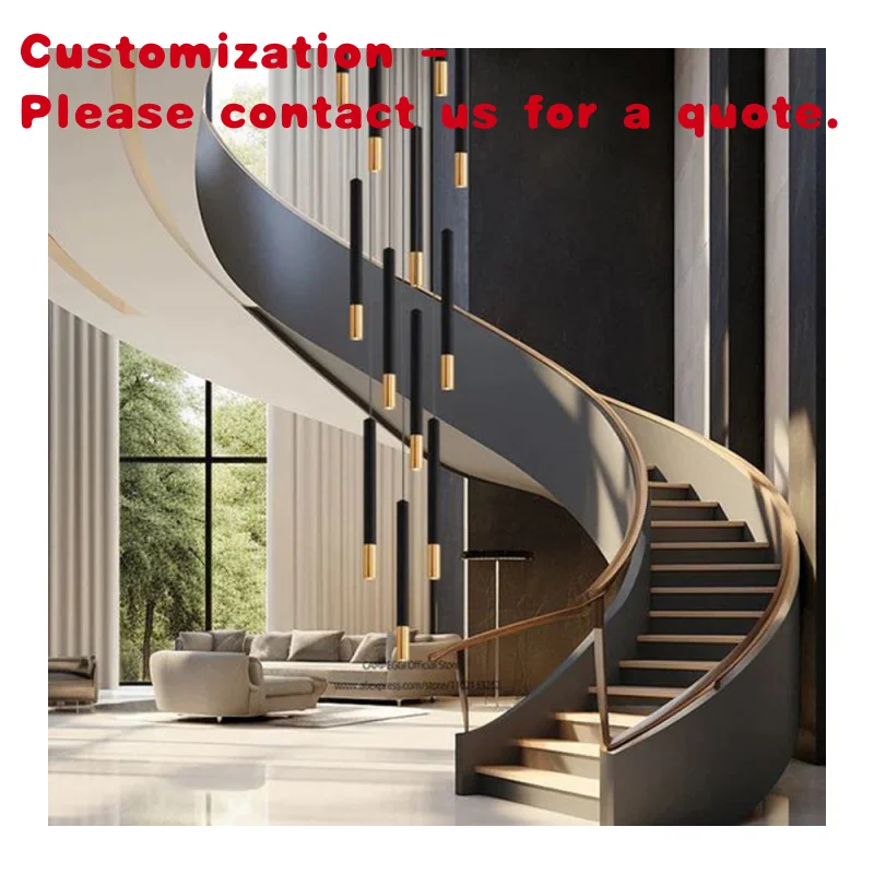 

custom.Luxury Modern Art Style Curved Stairs Customized Design Apartment From China