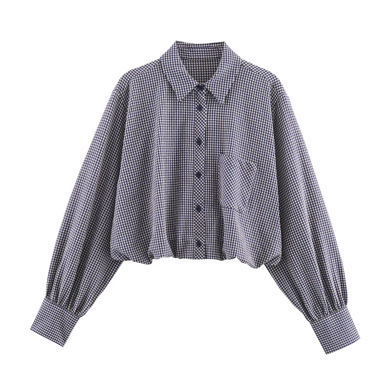

Women's Fashion Casual Loose Small Plaid Elegant Shirt