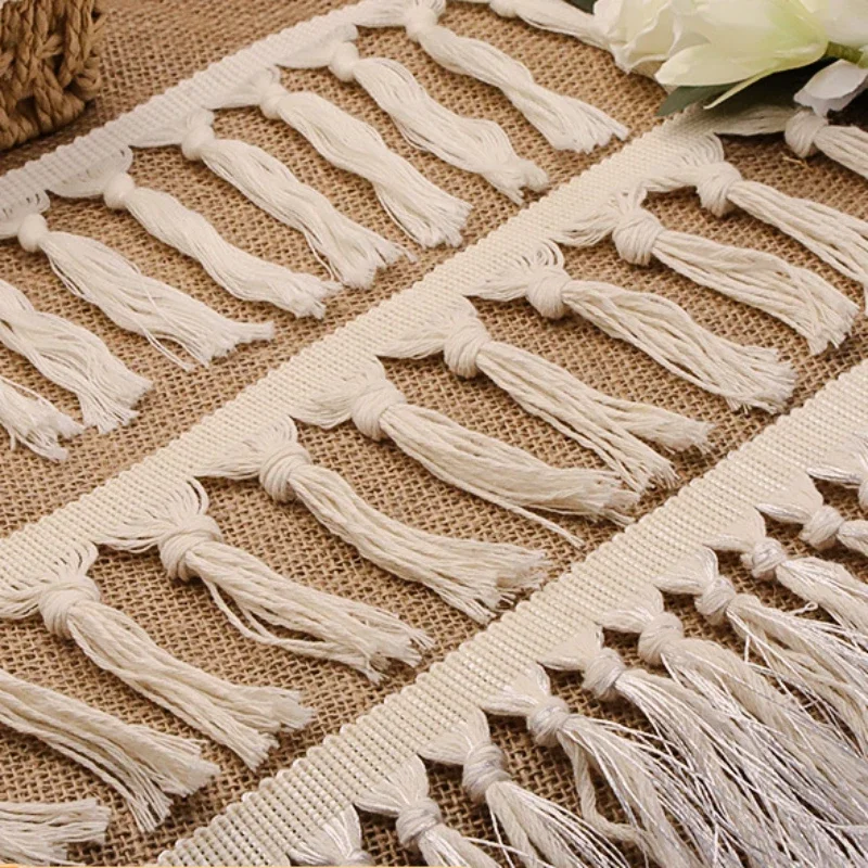 12 Fringe for Curtains 100% Cotton Hand-knotted Fringe Beard Carpet Home Textile Clothing Decorative Bohemia Lace Accessories