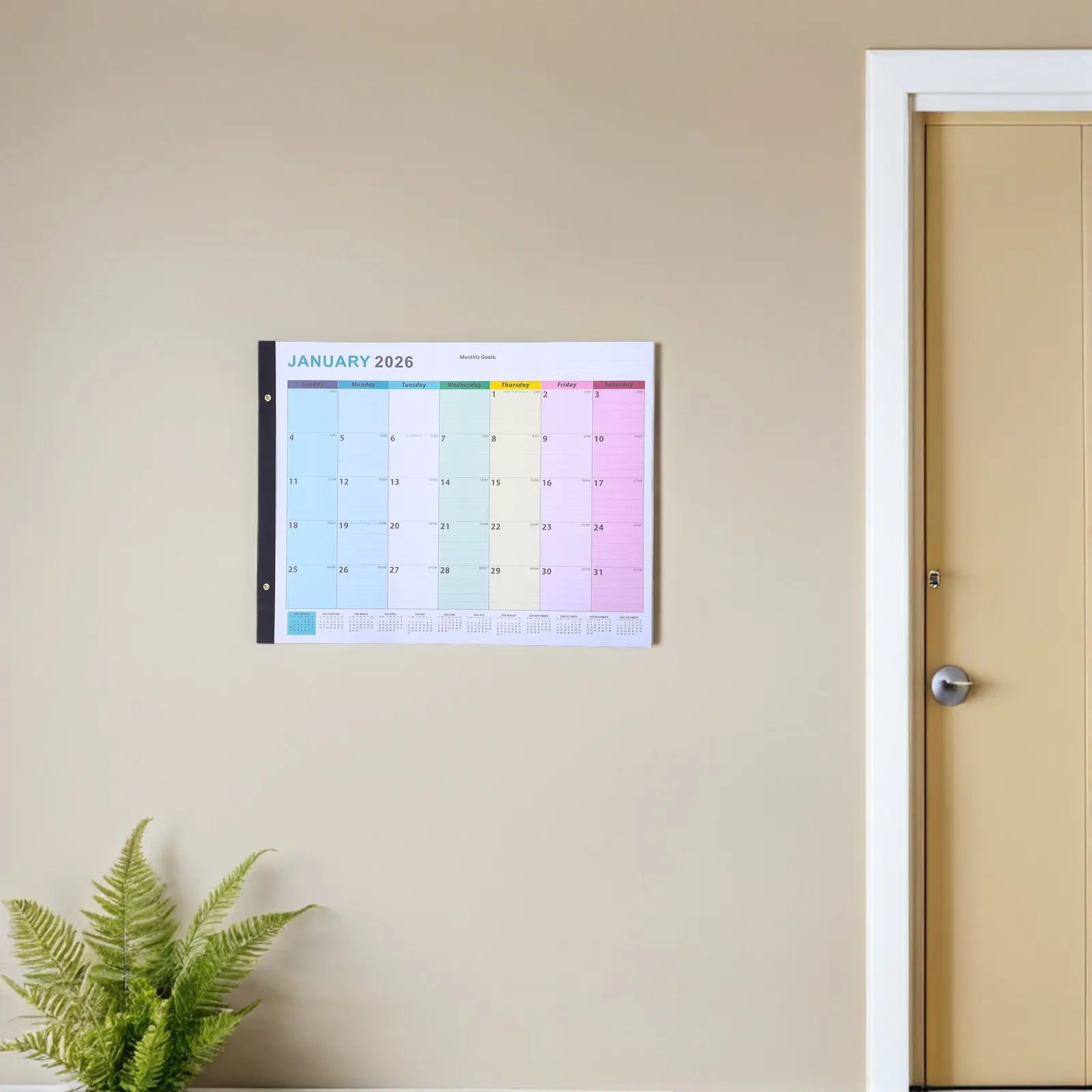 

Настенный календарь Jumbo на 2026-2027 годы (с января 2026 по июнь 2027), огромный вертикальный календарь-планировщик на английском языке для офиса, дома, школы, ежегодное планирование