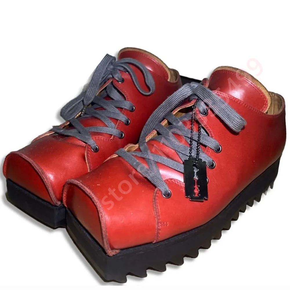 2026 Summer New Square Toe Men's Shoes Fashion Leather Lace-Up Casual Shoes Comfortable Daily Footwear