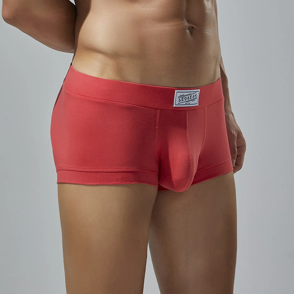 

Anti-hemming Boxer Shorts Sexy Breathable Underwear Soft Material Solid Color U Convex Codpiece Anti-Hemming Pants