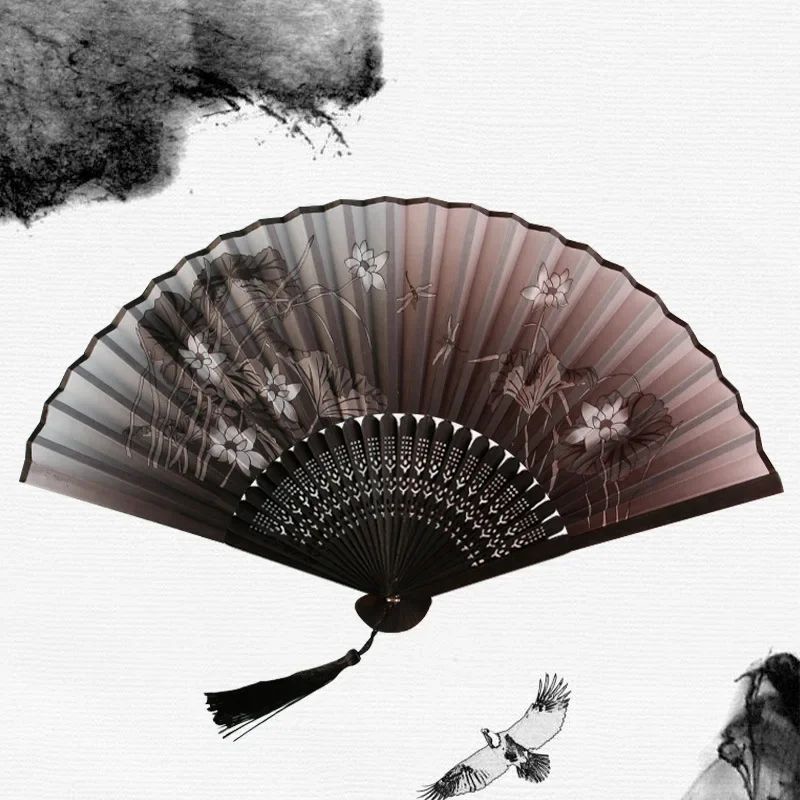 Hand Fan Foldable Silk Fan Noodles Bamboo Fan Bones Halloween Cosplay Prop Christmas Wedding Decoration Party Gifts Art Crafts