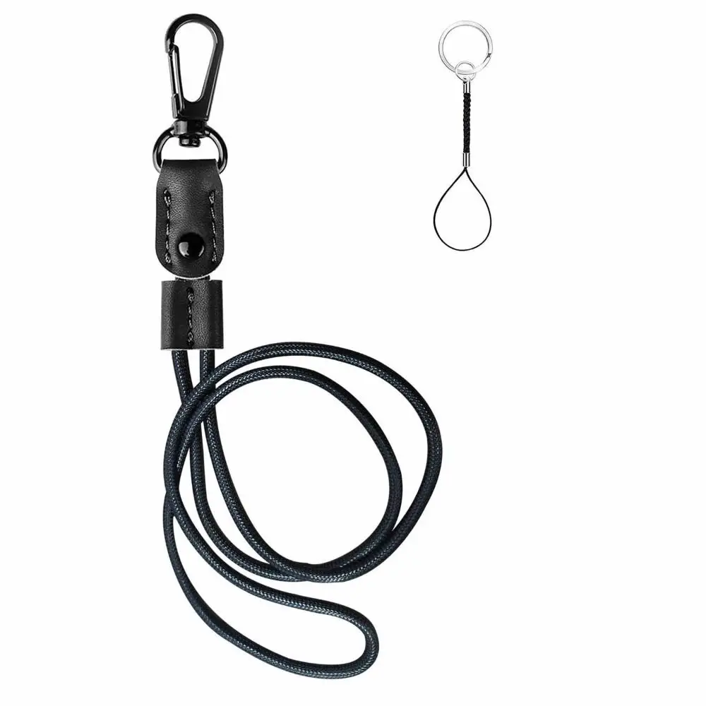 PU Leather Braided Badge Lanyard Adjustable ID Card Holder Neck Hanging Rope with Strong Metal Clasp School Office Supplies