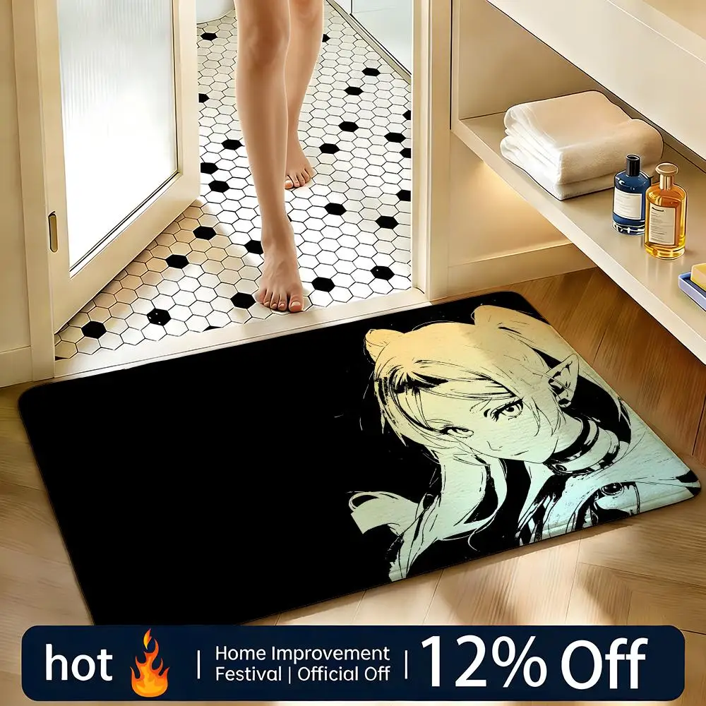 Soft Absorbent Non-Slip Rug Anime Frieren Beyond Journey's End Floor Mat Home Decor Doormat Bedroom Floor Mat Shower Carpet