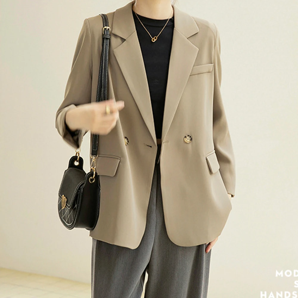 

High Quality Women's Suit Khaki Blazer Office Lady Loose Classic Coat Suit Jacket Female Chic Outwear Outfits Veste Femme Suits