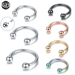 1Pc G23 Titanium Internally Threaded Horseshoe Nose Ring Circular Nose Septum Hoop Ring Eyebrow Ear Piercing Body Jewelry