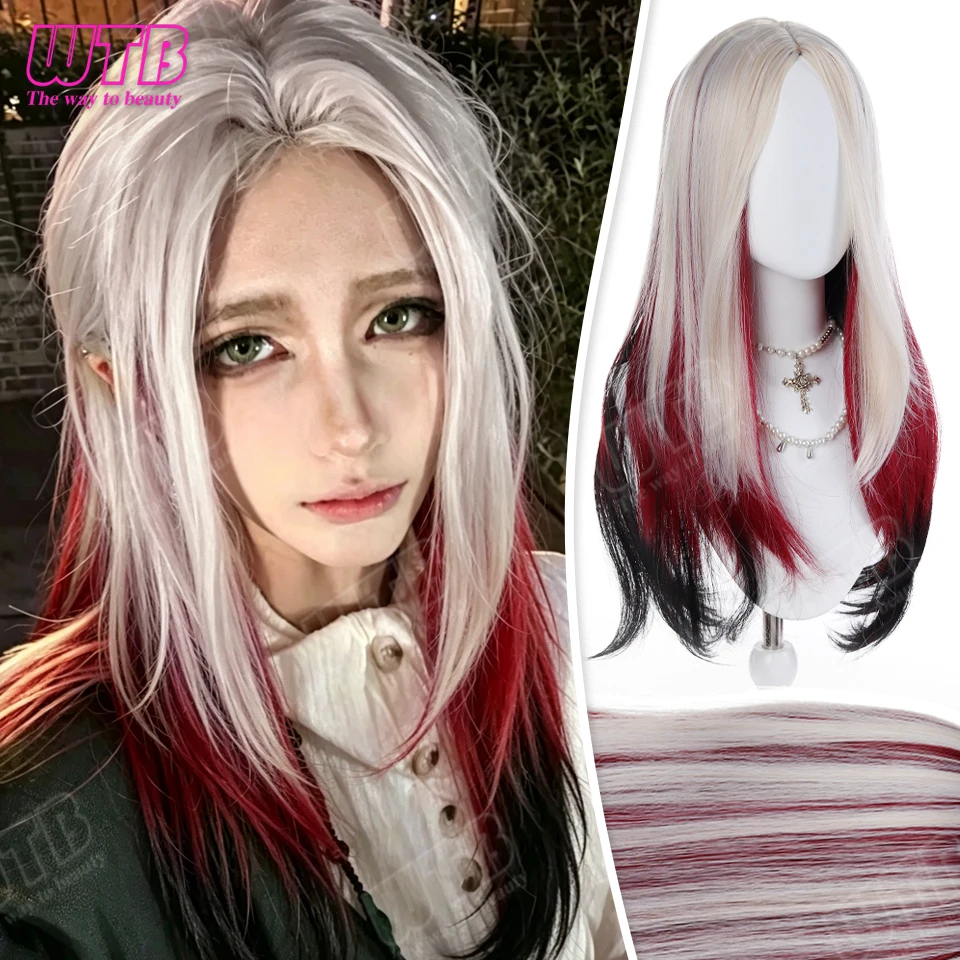

Synthetic Lolita Wig Smooth Layered Long Straight Hair Wig with No Bangs Suitable for Women's Cosplay Daily Wear and Holidays