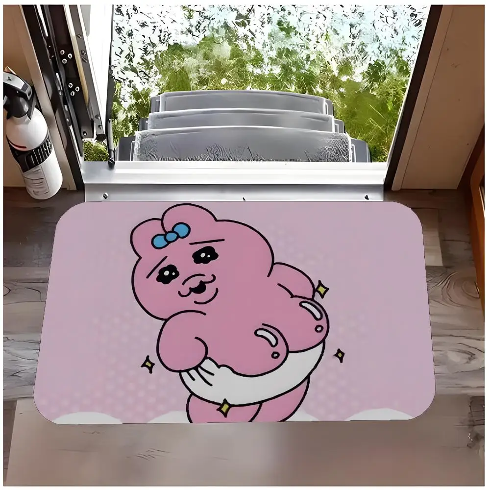 Floor Mat Non Slip Washable Flannel Doormat Water Absorbent Indoor Floor Carpet Rug Mascot Cute O-Opanchu Usagi