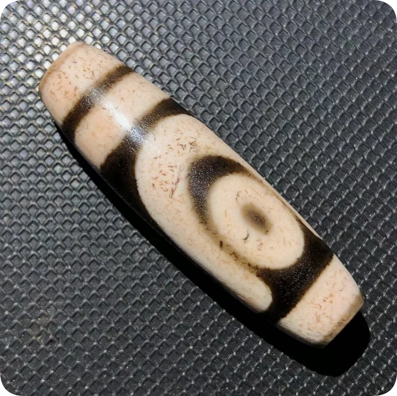 unique Magic Tibetan Old Agate 2Eye love Cinnabar Totem dZi Bead Amulet13*41mm