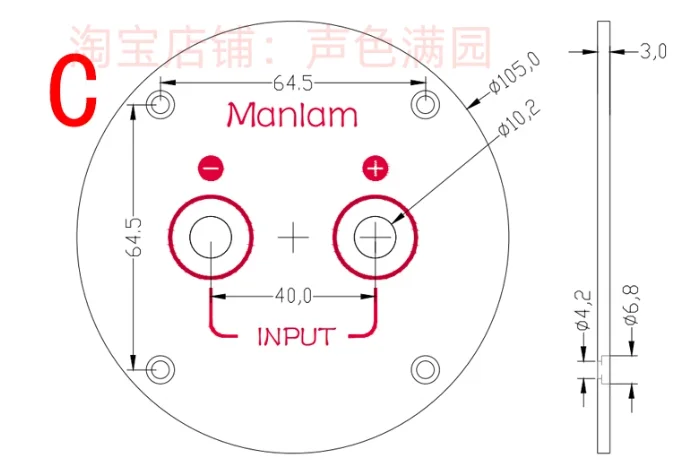 1pair 2-position circular pure copper terminal box speaker junction box speaker wire terminal block 105mm free shipping