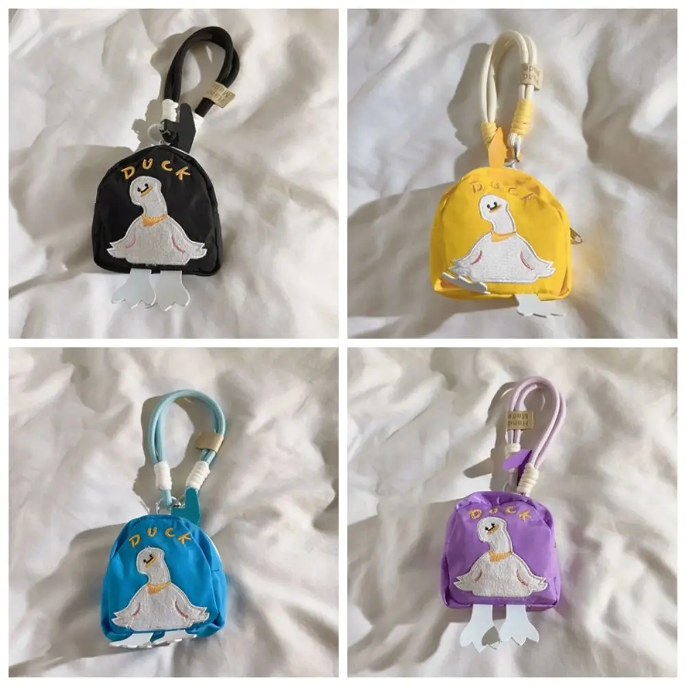 Backpack Hanging Embroidery Duck Keychain Car Keying Multifunctional Phone Ring Pendant Durable Sturdy Cartoon Storage Bag