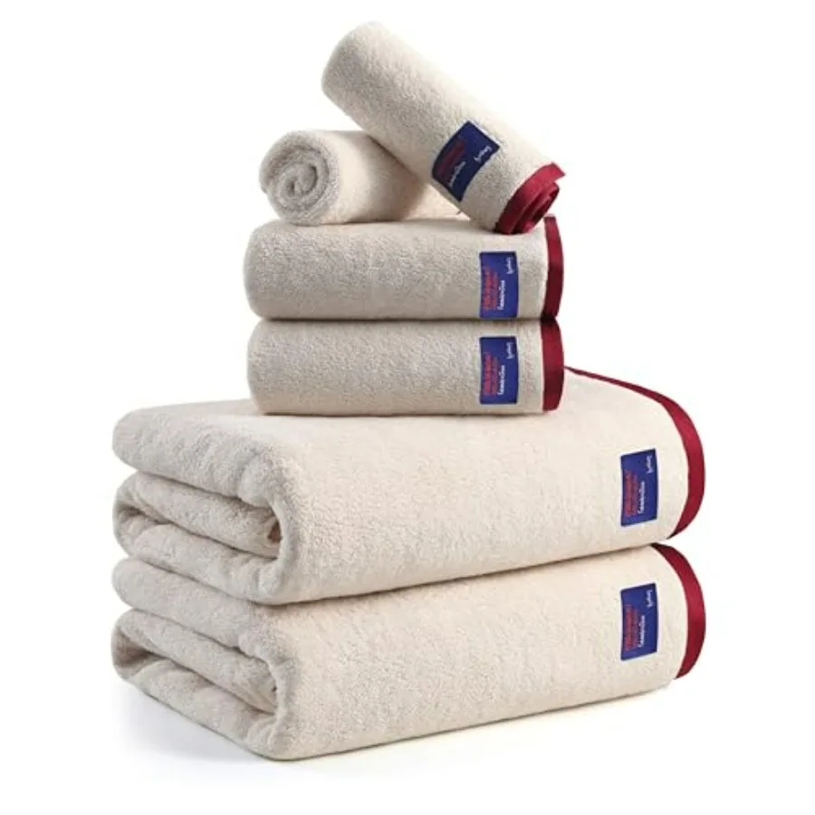 

Luxury Bath Towel Set of 6, 100 Cotton - 2 Bath Towels, 2 Hand Towels, 2 Washcloths, Ultra Soft Highly Absorbent Quick Dry Towe
