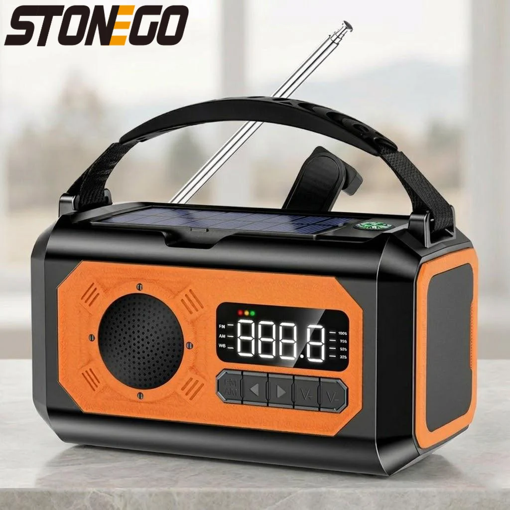 

Портативное аварийное радио 12000 мАч с солнечной батареей и ручным динамо-генератором (AM/FM/NOAA) для использования на природе и в походах, 2 солнечные панели