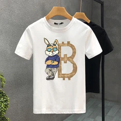 2025 Bear Print Summer Luxury Brand T-shirt Men's/Women's Short Sleeved Tops Solid Color Fashion Casual Graphic Tshirt Clothes
