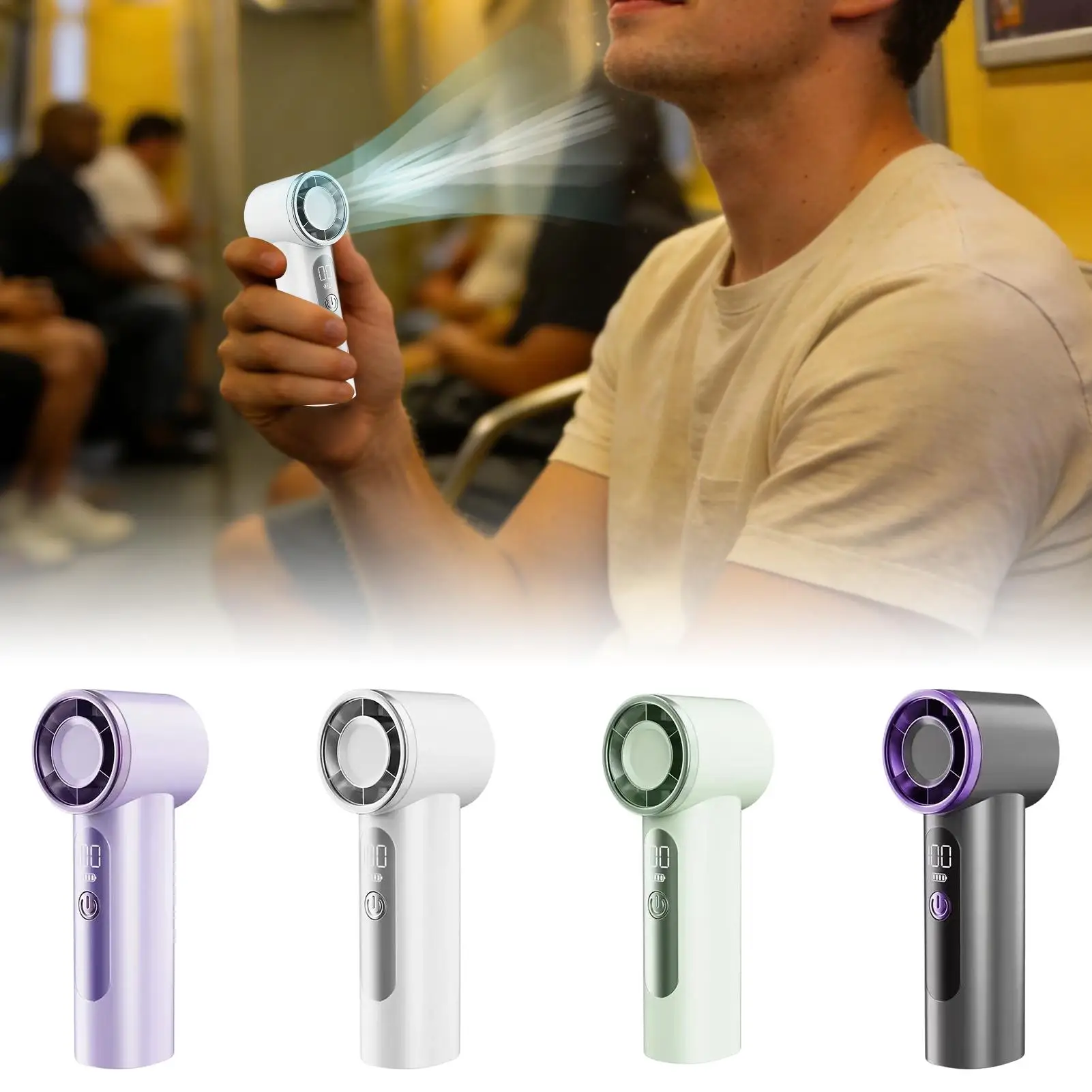 Portable Handheld Fan Quiet Operation USB Rechargeable Endurance Turbo High-speed Fan Long-lasting Outdoor Mini Fan
