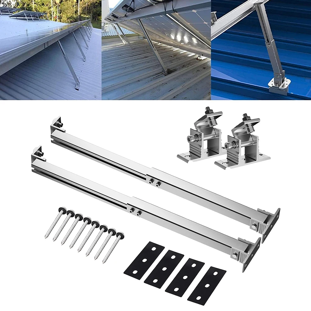 Solar Holder End Clamp Kit Adjustable Photovoltaic Bracket Aluminum Alloy Solar Panel Mounting Bracket 15-30 Degrees