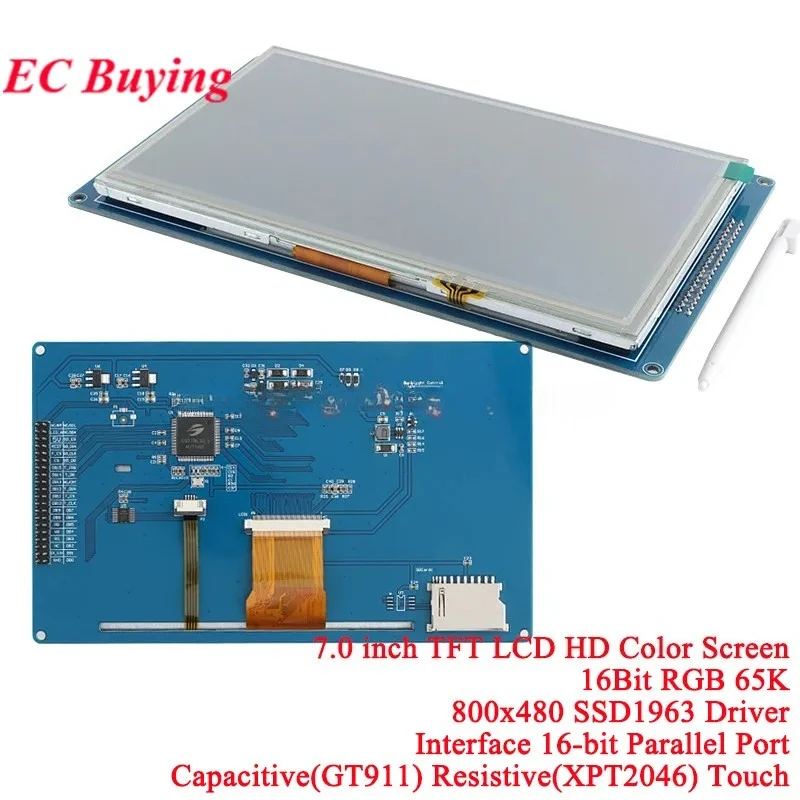5.0 7.0 inch TFT LCD HD Color Screen Capacitive Resistive Touch Display Module 7.0" 5.0" 16Bit RGB 65K 800*480 SSD1963 51 STM32 image 5