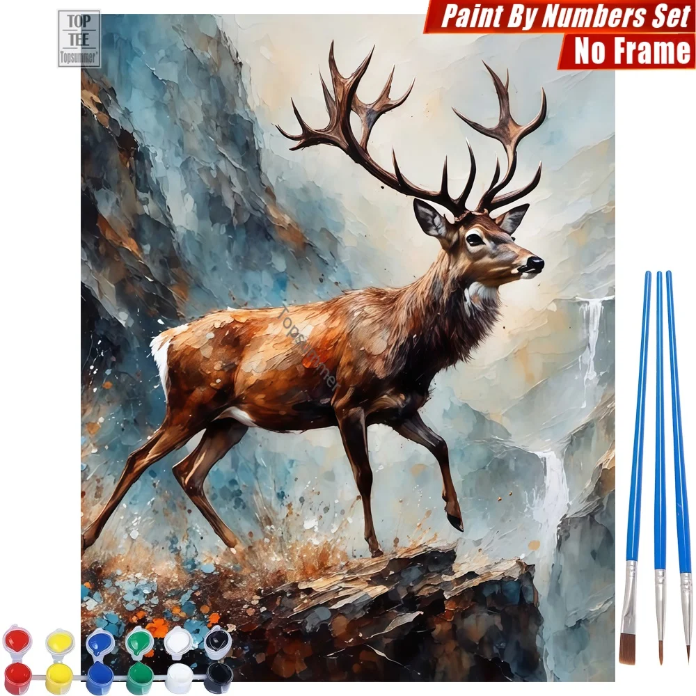 

Stag Rock Waterfall DIY Digital Oil Painting Set - Stag Rock Waterfall Wall Art Home Decor Father'S Day Gift For Husband