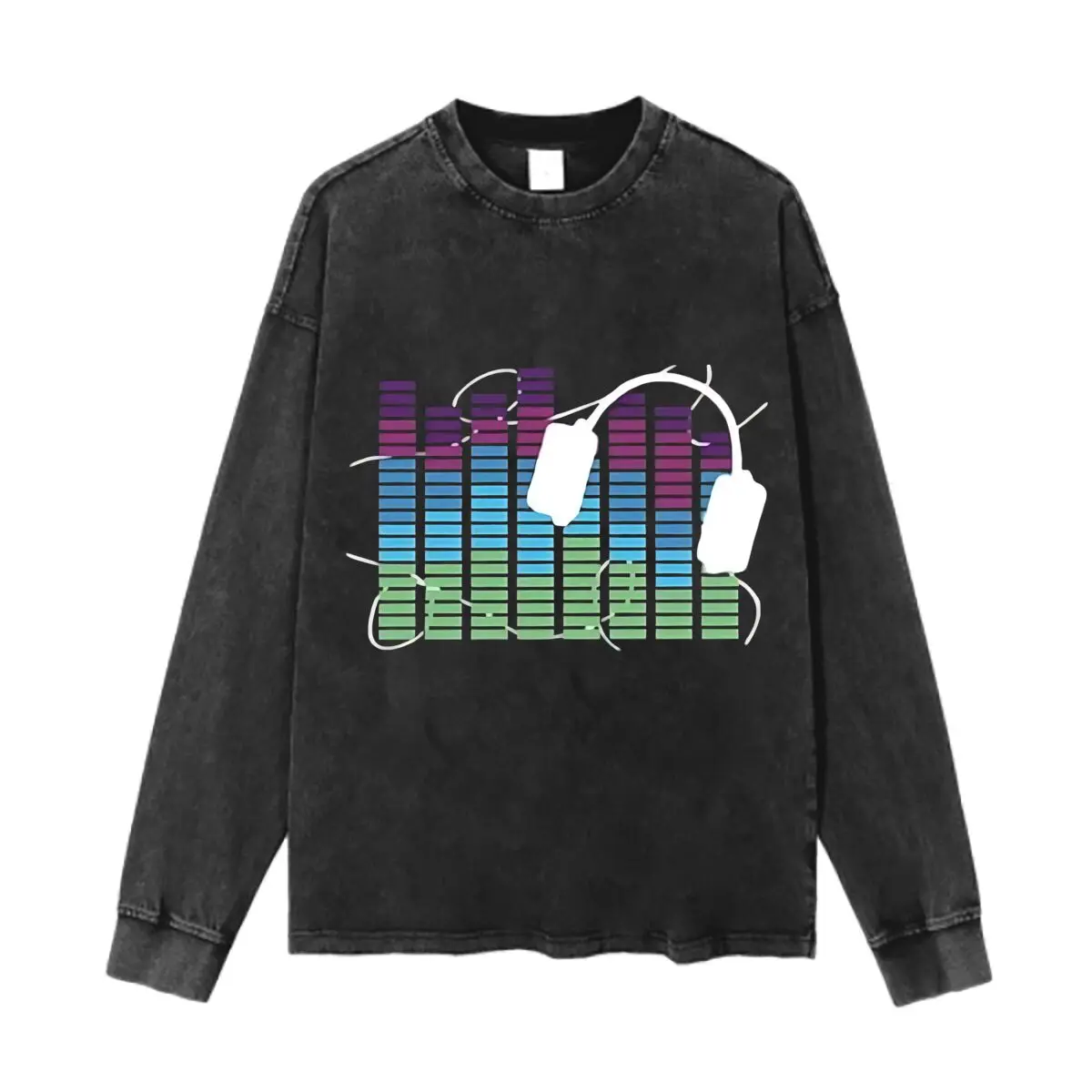 Égaliseur de musique Audio coloré Soundwave Art surdimensionné col rond grande taille pour hommes et femmes décontracté ample