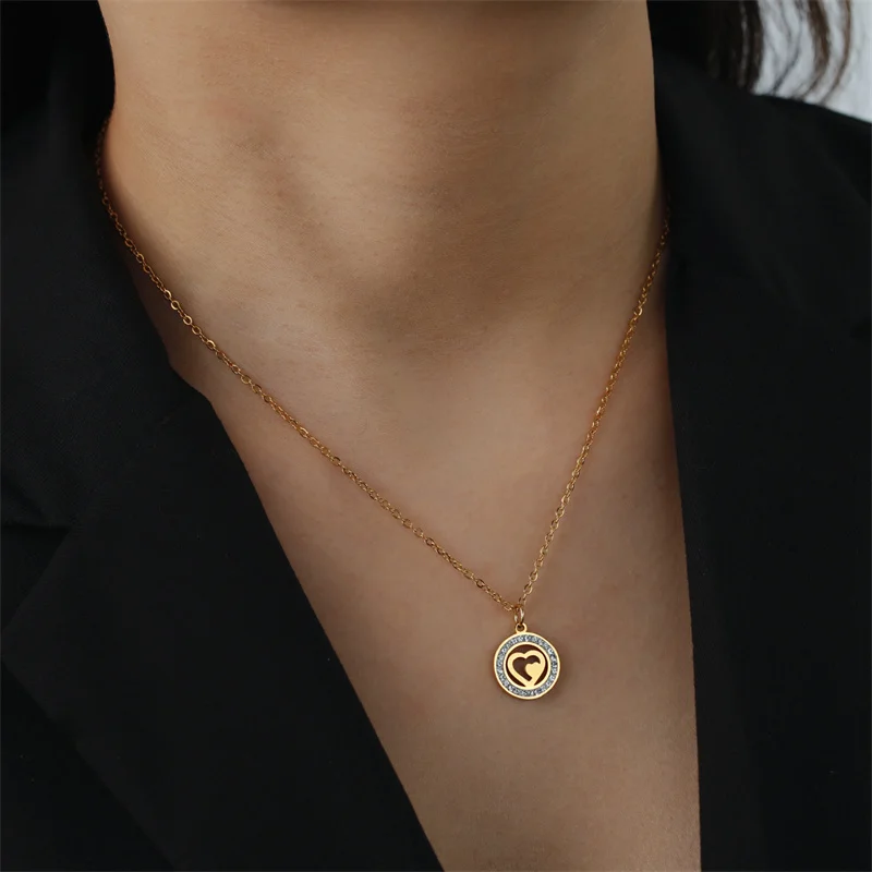 Trendy Edelstahl Strass Baum des Lebens Anhänger Halskette Für Frauen Charme Sommer Schlüsselbein Kette Schmuck Colgantes Cadena – Detail 10