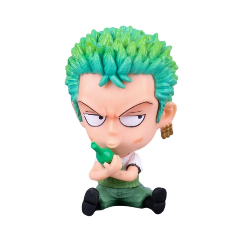 8-10cm Anime Figure One Piece Monkey D Luffy Roronoa Zoro Kawaii Toys Q-Version Figural Nendoroid Car Decoration PVC Model Gift