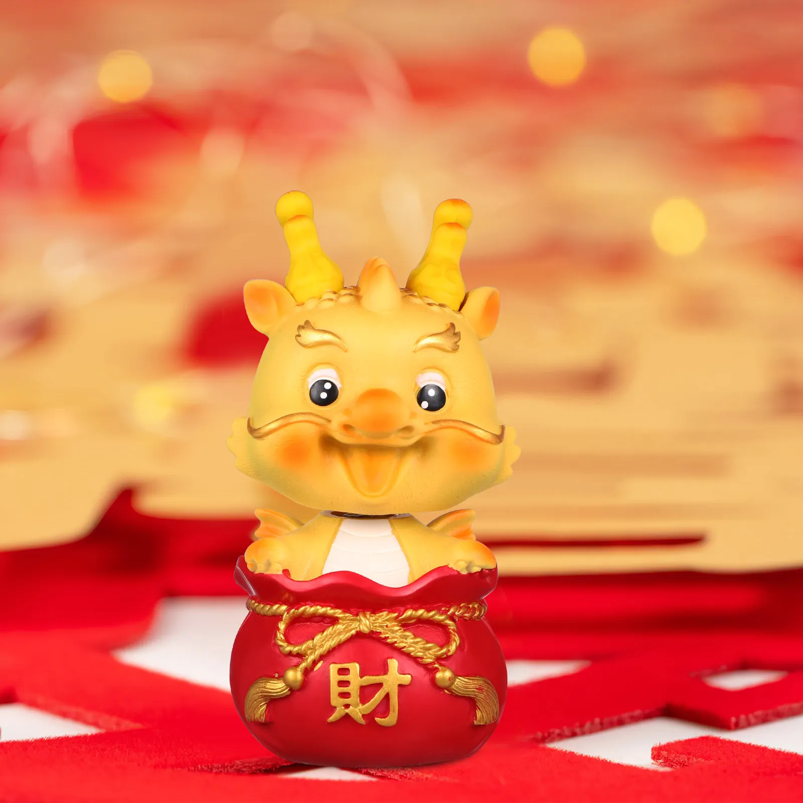 

1Set Mini Resin Dragon Statues with Wobbly Head Lucky Auspicious Design Desktop Car Decoration Chinese New Year Zodiac Ornament