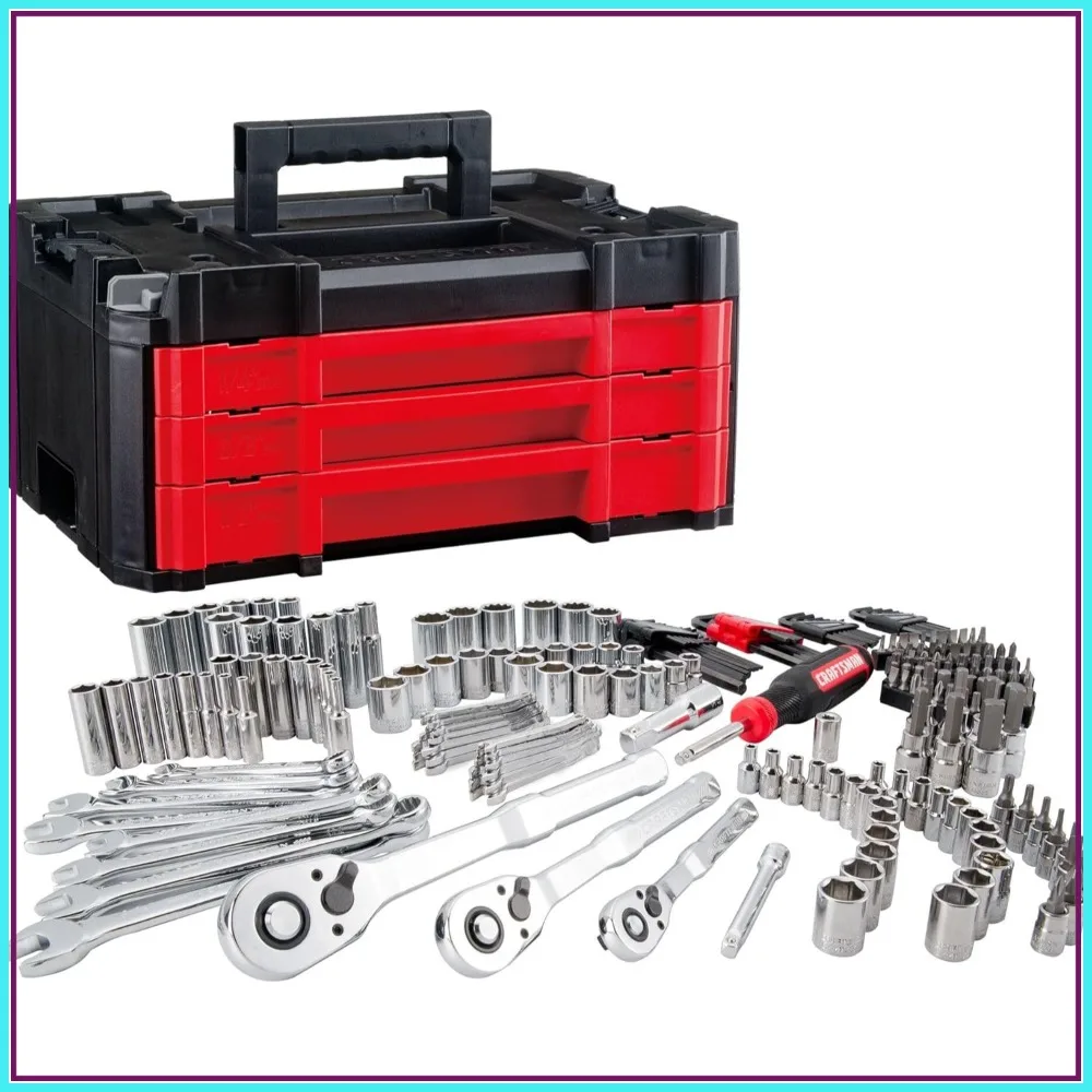 

230 Pcs Mechanics Tool Set with Socket Wrench, Car Tool Kit & Versastack Toolbox, SAE/Metric Drives