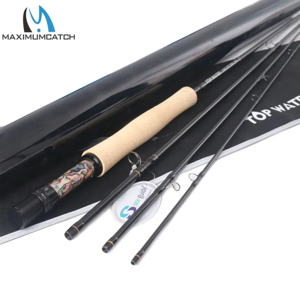 Maximumcatch TopWater Fly Rod 9ft 5/6WT Fast Action SK Carbon Fiber AAAA Cork Handle with Protective Carbon Tube Fly Fishing Rod