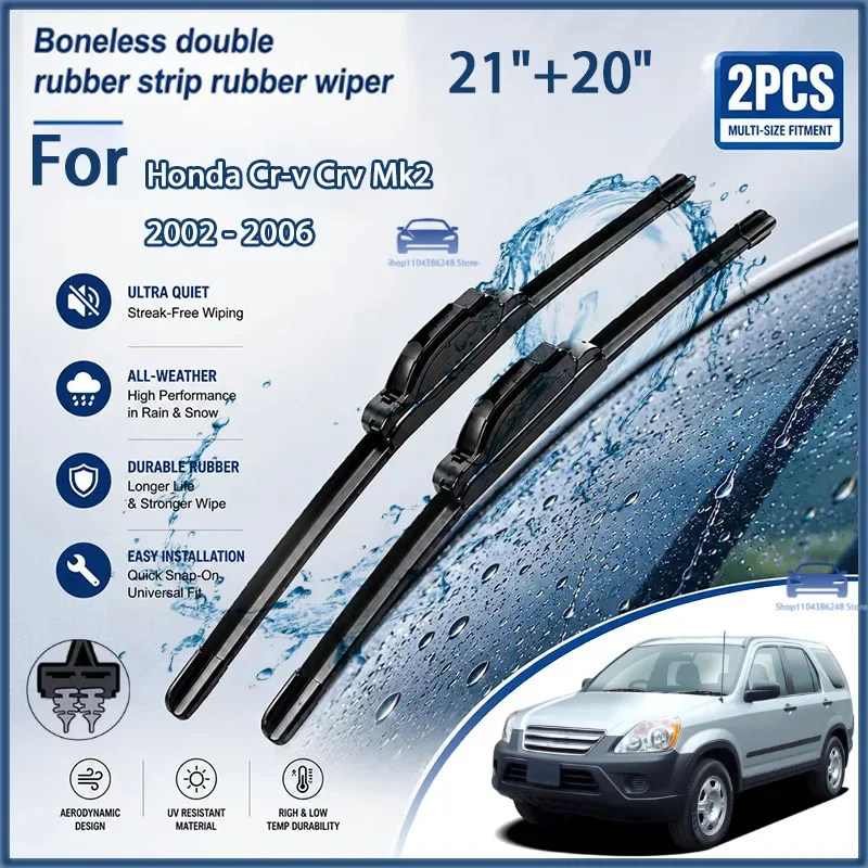 

All Season Front Windshield Wiper Blades For Honda CR-V Mk2 2002-2006 21"+20" Auto Replacement Brushes