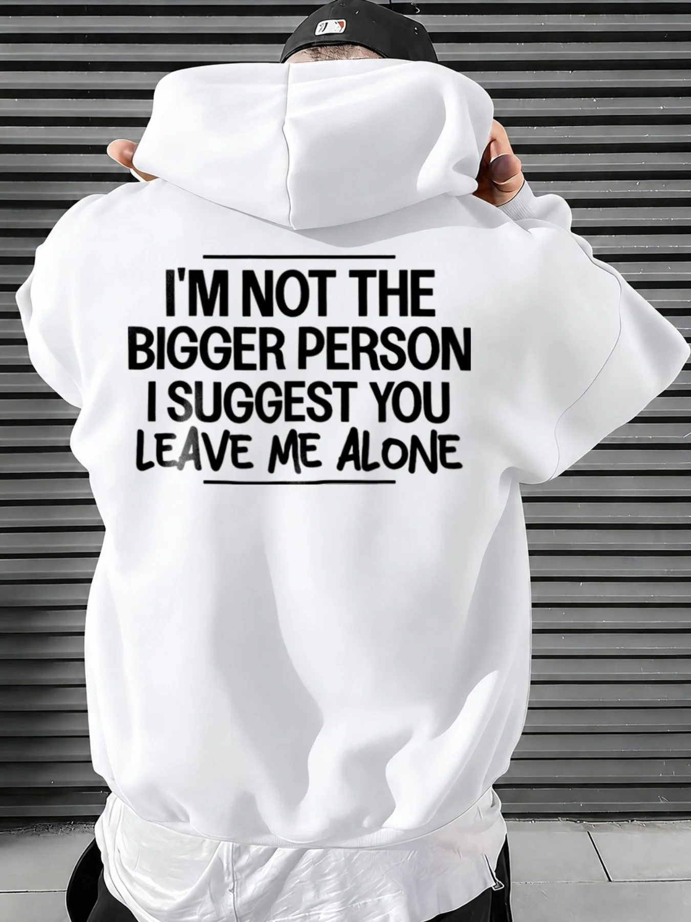 Sarcastic Funny I'M Not The Bigger Person I Suggest You Leave Me Alone Print Graphic Hoodie for Men, Long Sleeve Hooded Style, Casual Daily Wear And Humorous Sassy Outings