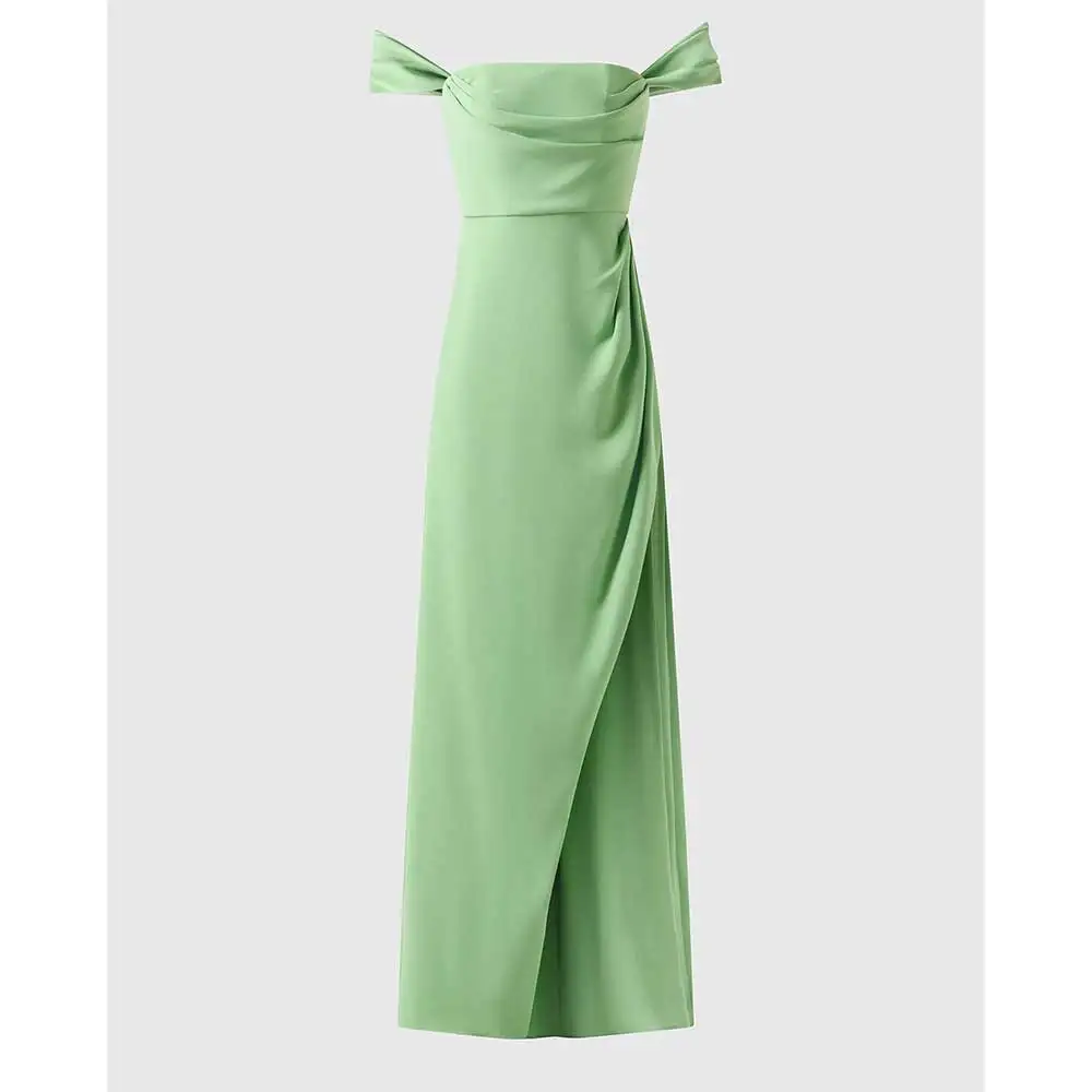 

Elegant Strapless Off Shoulder Pleated Straight Backless Evening Dress for Women Prom Party Dresses Formal Gowns فساتين سهرة