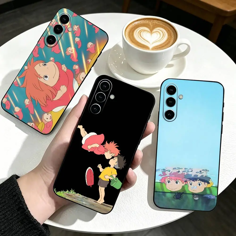 p-Ponyo and Sosuke Anime   Phone Case For Samsung Galaxy A73,A72,A71,A70,A53,A52,A51,Others Soft Black Cover