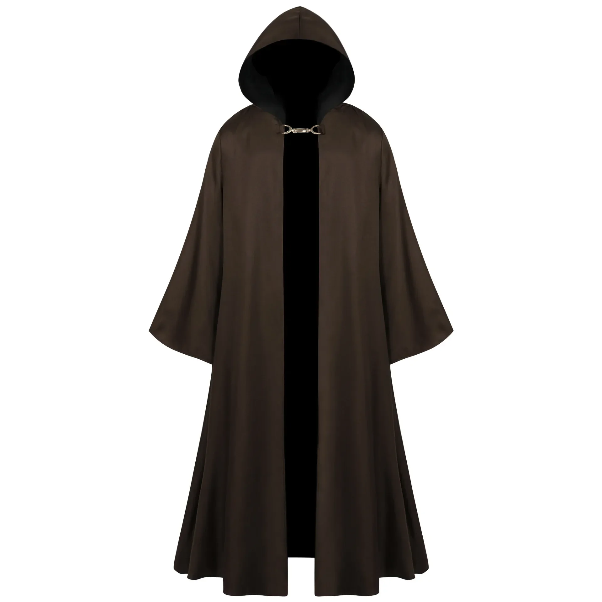 

Men New Vintage Gothic Cape Coat Medieval Halloween Cosplay Hooded Coat Long Trench Halloween Cosplay Costume Wizard Cloak