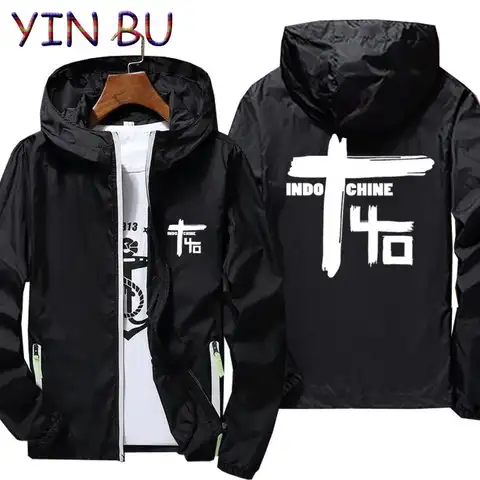 Indochine Pop Rock Wave French Band Men's Thin Reflective Windbreaker Sunscreen Zipper Thin Hooded Coat t shirts Bomber Jacket