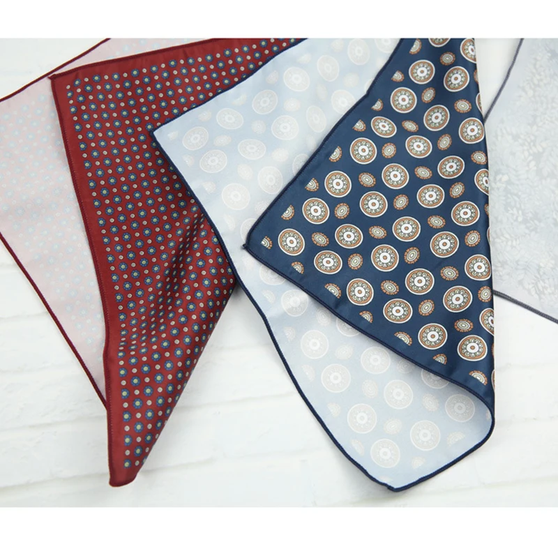 2026 Негабаритный шелковистый карманный квадрат для мужчин 27 см, роскошный карман в горошек с цветочным принтом, свадебный платок, пейсли, нагрудное полотенце, костюмы, шарф