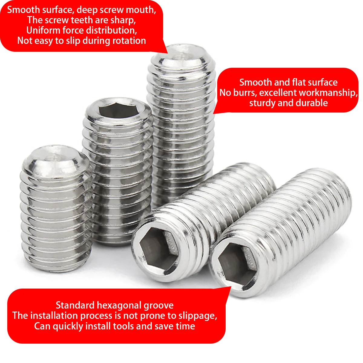 360-piece stainless steel headless hex socket screw set - M3/M4/M5/M6/M8 hex socket screws, num screws, machine screws image 2