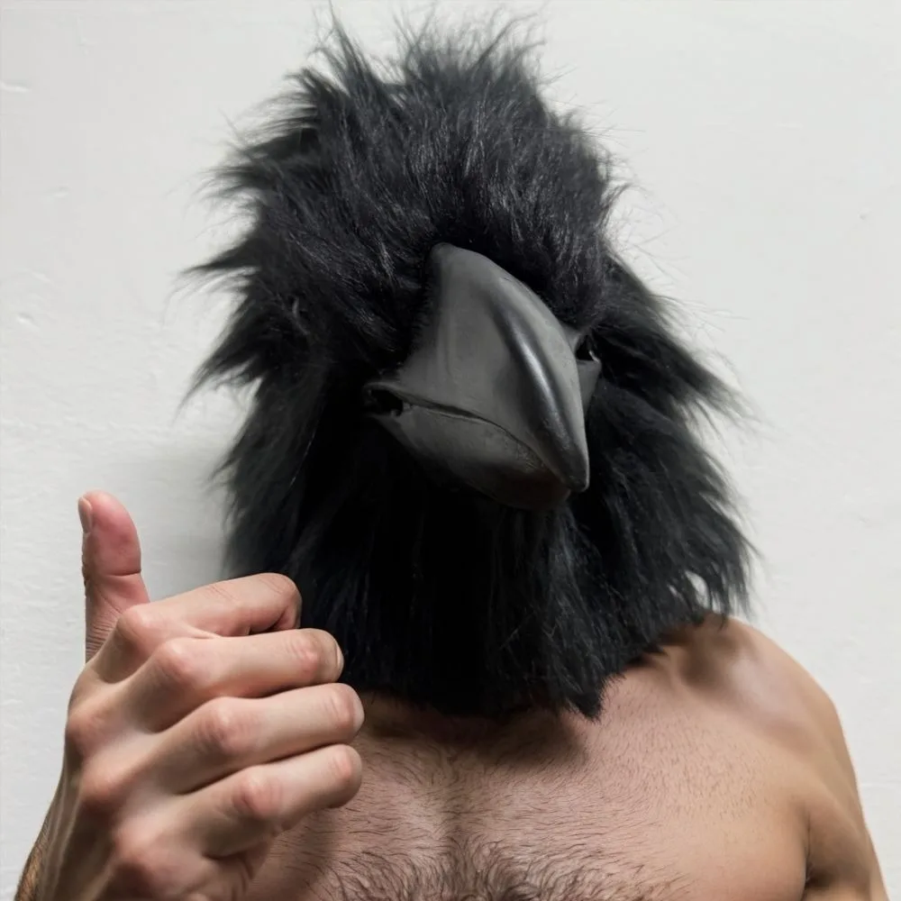 Adult Funny Bird Mask Black Latex Raven Horror Beak Cosplay Prop for Halloween Masquerade Joker Crow Costume Accessory