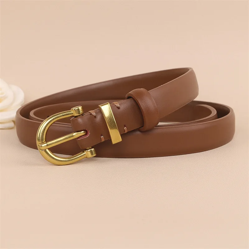 

ALA Rising|L2421 H Belt Genuine Leather Vintage Simple Style 2cm Slim Belts For Women All Match Jeans