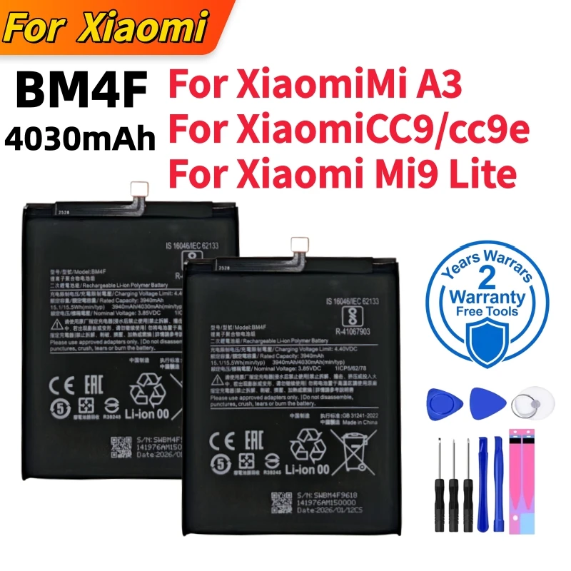 100%New For Xiao mi Replacement Phone Battery BM4F For Xiaomi Mi A3 CC9 CC9e CC9 Mi9 Lite Phone Battery Fast shipping+Tools