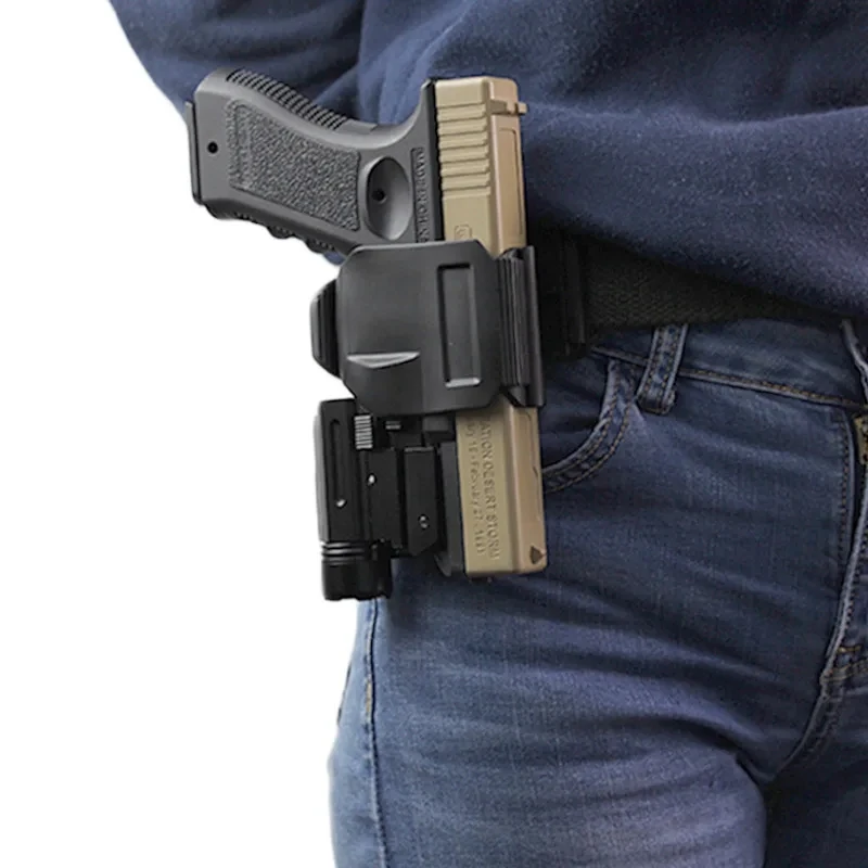 Tactical Gun Holster for Glock17 with Light 360 Degree Rotation Belt Clip Waist Holster for Quick Carry