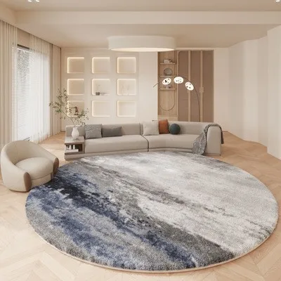 Light Luxury Carpets for Living Room Nordic Bedroom Decor Plush Carpet Large Area Round Abstract Floor Mat Thicken Lounge Rug