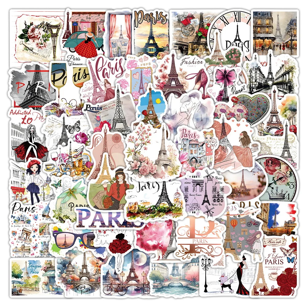 

10/54PCS Paris City Landscape Stickers Cartoon Creative Graffiti Decal Kids Toy DIY Phone Case Water Cup Luggage Stationery Box