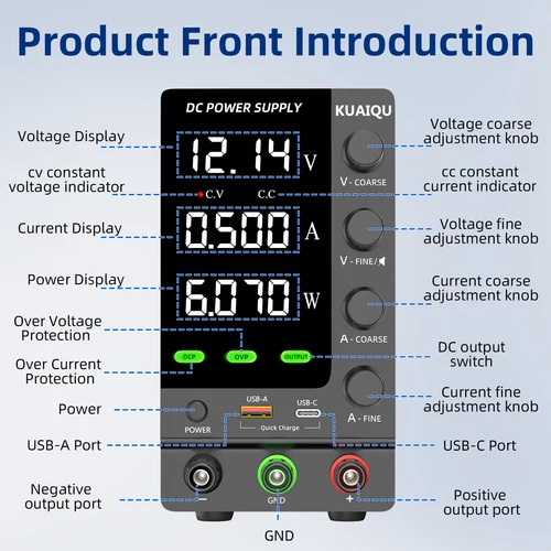 Imagen 2 del producto Actualización KUAIQU, fuente de alimentación CC de conmutación ajustable Variable, 30V, 10A, fuente de alimentación de banco opcional, salida OCP OVP SPS-C3010, 32V 6A